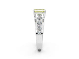 White gold Fancy Yellow Emerald  Brilliant Solitaire with Side Stones on a Pave Band and Four-Prong Setting_63