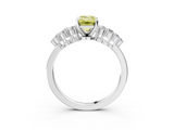 White gold Fancy Yellow Emerald  Cluster Diamond Engagement Ring with Pavé Band and Four-Prong Setting_31