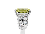 White gold Fancy Yellow Emerald  Cluster Diamond Engagement Ring with Pavé Band and Four-Prong Setting_33