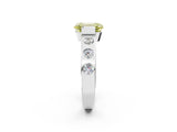White gold Fancy Yellow Emerald Cut Brilliant Channel-Set Diamond Ring with Bezel Prong Setting_14