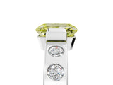 White gold Fancy Yellow Emerald Cut Brilliant Channel-Set Diamond Ring with Bezel Prong Setting_17