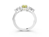 White gold Fancy Yellow Emerald Cut Brilliant Diamond Cluster Accent Solitaire Ring with Prong Setting_15