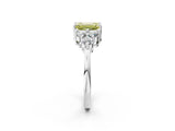 White gold Fancy Yellow Emerald Cut Brilliant Diamond Cluster Accent Solitaire Ring with Prong Setting_26
