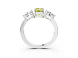White gold Fancy Yellow Emerald Cut Brilliant Diamond Cluster Accent Solitaire Ring with Prong Setting_27