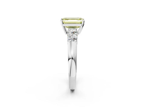 White gold Fancy Yellow Emerald Cut Brilliant Diamond Five-Stone Engagement Ring with Prong Setting on a Classic Band_5