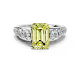 White gold Fancy Yellow Emerald Cut Brilliant Diamond Pavé Band with Six-Prong Setting_12