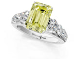 White gold Fancy Yellow Emerald Cut Brilliant Diamond Pavé Band with Six-Prong Setting_13