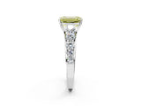 White gold Fancy Yellow Emerald Cut Brilliant Diamond Pavé Band with Six-Prong Setting_14