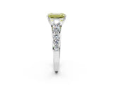 White gold Fancy Yellow Emerald Cut Brilliant Diamond Pavé Band with Six-Prong Setting_14