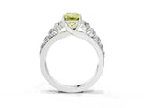 White gold Fancy Yellow Emerald Cut Brilliant Diamond Pavé Band with Six-Prong Setting_15