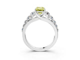 White gold Fancy Yellow Emerald Cut Brilliant Diamond Pavé Band with Six-Prong Setting_15