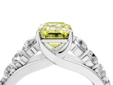 White gold Fancy Yellow Emerald Cut Brilliant Diamond Pavé Band with Six-Prong Setting_16