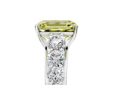 White gold Fancy Yellow Emerald Cut Brilliant Diamond Pavé Band with Six-Prong Setting_17
