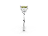 White gold Fancy Yellow Emerald Cut Brilliant Diamond Solitaire Ring with Pear Side Stones and Four-Prong Setting_20
