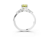 White gold Fancy Yellow Emerald Cut Brilliant Diamond Solitaire Ring with Pear Side Stones and Four-Prong Setting_21