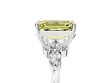 White gold Fancy Yellow Emerald Cut Brilliant Diamond Solitaire Ring with Pear Side Stones and Four-Prong Setting_23