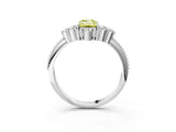 White gold Fancy Yellow Emerald Cut Brilliant Diamond with Cluster Setting on a Beaded Band and Four-Prong Setting_21