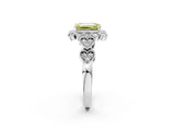 White gold Fancy Yellow Emerald Cut Brilliant Milgrain Pave Heart Band Solitaire Ring_14