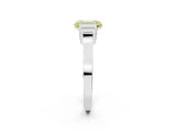 White gold Fancy Yellow Emerald Cut Brilliant Solitaire Diamond Ring with Channel Set Band and Bar Prong Setting_8