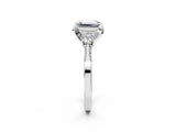 White gold Fancy Yellow Emerald Cut Brilliant Three-Stone Diamond Ring with Pavé Band and Four-Prong Setting_17