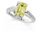 White gold Fancy Yellow Emerald  Cut Cathedral Pave Diamond Engagement Ring with Six-Prong Setting_33