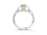 White gold Fancy Yellow Emerald  Cut Cathedral Pave Diamond Engagement Ring with Six-Prong Setting_35