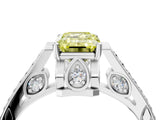 White gold Fancy Yellow Emerald  Cut Cathedral Pave Diamond Engagement Ring with Six-Prong Setting_36