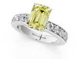 White gold Fancy Yellow Emerald  Cut Channel Set Diamond Engagement Ring with Four-Prong Setting_260