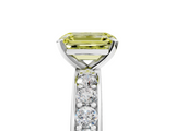 White gold Fancy Yellow Emerald  Cut Channel Set Diamond Engagement Ring with Four-Prong Setting_261