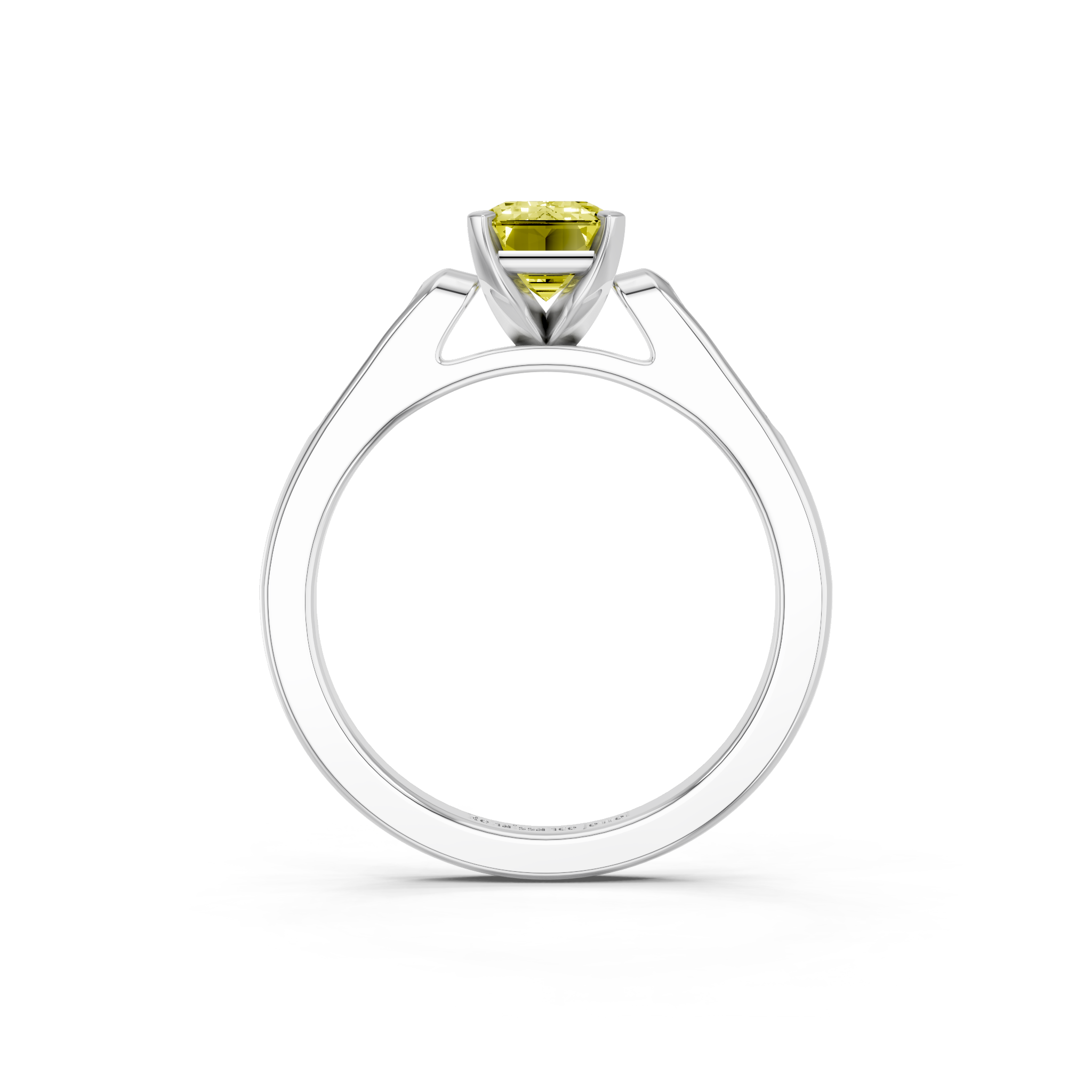 White gold Fancy Yellow Emerald  Cut Channel Set Solitaire Engagement Ring with Four-Prong Setting_15