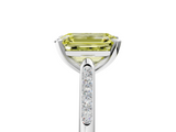 White gold Fancy Yellow Emerald  Cut Channel Set Solitaire Engagement Ring with Four-Prong Setting_183