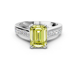 White gold Fancy Yellow Emerald  Cut Channel Set Solitaire Engagement Ring with Prong Setting_24