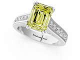 White gold Fancy Yellow Emerald  Cut Channel Set Solitaire Engagement Ring with Prong Setting_25