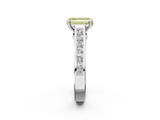 White gold Fancy Yellow Emerald  Cut Channel Set Solitaire Engagement Ring with Prong Setting_26
