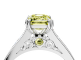 White gold Fancy Yellow Emerald  Cut Channel Set Solitaire Engagement Ring with Prong Setting_28