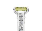 White gold Fancy Yellow Emerald  Cut Channel Set Solitaire Engagement Ring with Prong Setting_30