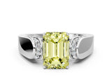 White gold Fancy Yellow Emerald Cut Cut Diamond Channel Set Solitaire Ring with Four-Prong Setting_144