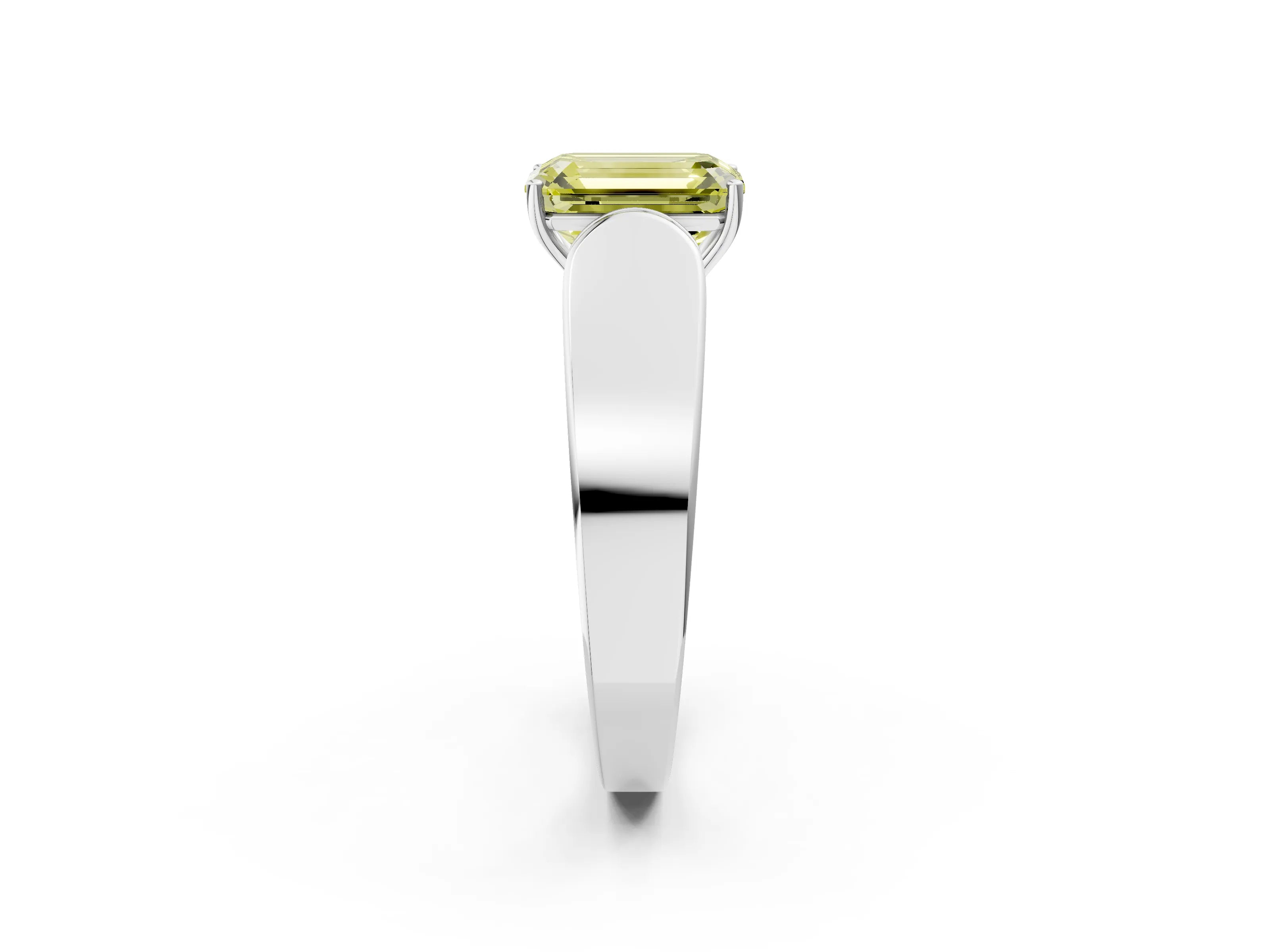 White gold Fancy Yellow Emerald Cut Cut Diamond Channel Set Solitaire Ring with Four-Prong Setting_38