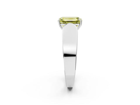 White gold Fancy Yellow Emerald Cut Cut Diamond Channel Set Solitaire Ring with Four-Prong Setting_38