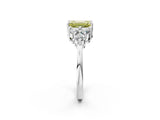 White gold Fancy Yellow Emerald Cut Cut Diamond Cluster Ring with Solitaire Band and Four-Prong Setting_2