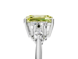 White gold Fancy Yellow Emerald Cut Cut Diamond Cluster Ring with Solitaire Band and Four-Prong Setting_42