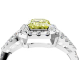 White gold Fancy Yellow Emerald Cut Cut Diamond Halo Engagement Ring with Open Split Pavé Band_4