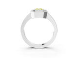 White gold Fancy Yellow Emerald Cut-Cut Diamond Halo Engagement Ring with Pave Band and Prong Setting_3