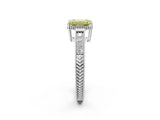 White gold Fancy Yellow Emerald Cut Cut Diamond Milgrain Pave Band Four-Prong Setting Ring_17