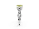 White gold Fancy Yellow Emerald Cut Cut Diamond Twisted Band with Milgrain Pave Setting and Four-Prong Setting_2
