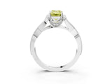 White gold Fancy Yellow Emerald Cut Cut Diamond Twisted Band with Milgrain Pave Setting and Four-Prong Setting_3