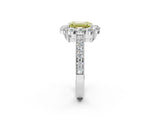 White gold Fancy Yellow Emerald Cut Cut Halo Diamond Pavé Engagement Ring with Milgrain Detailing_14