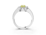 White gold Fancy Yellow Emerald Cut Cut Halo Diamond Pavé Engagement Ring with Milgrain Detailing_15