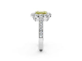 White gold Fancy Yellow Emerald Cut Cut Halo Diamond Pavé Engagement Ring with Milgrain Detailing_38
