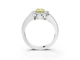 White gold Fancy Yellow Emerald Cut Cut Halo Diamond Pavé Engagement Ring with Milgrain Detailing_39